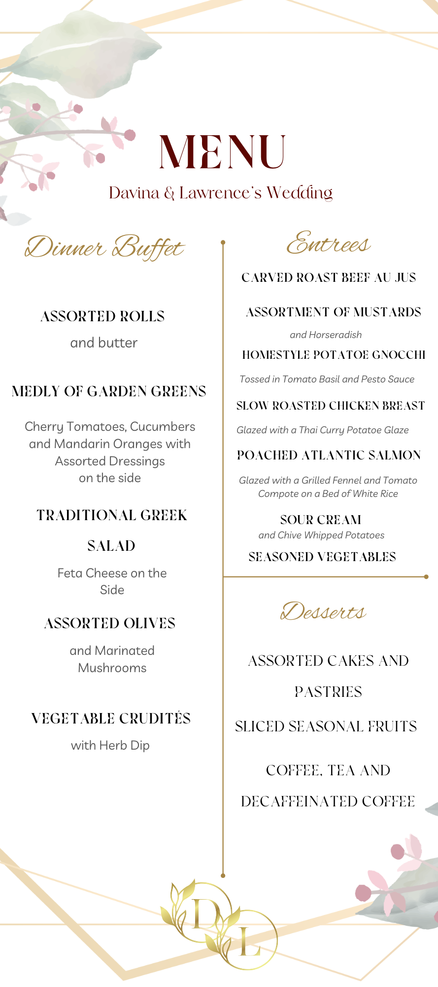 Personalized Menu's