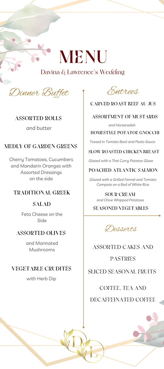 Personalized Menu's